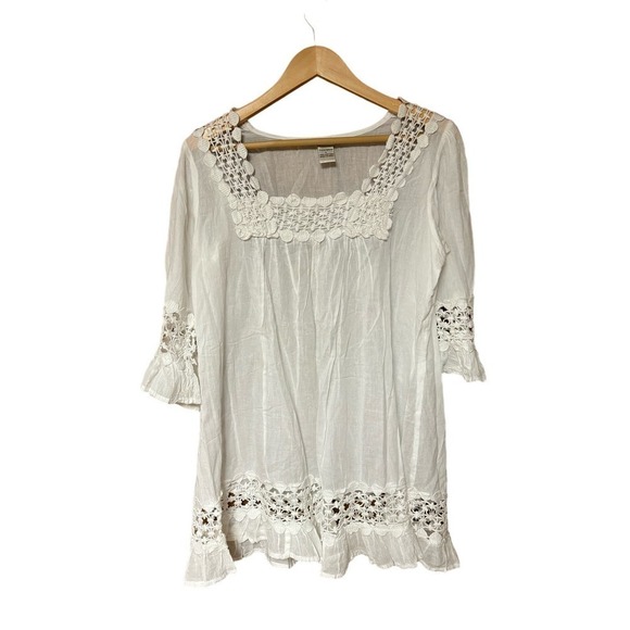 CuteOptions Made in India 100% Cotton Lightweight Cottagecore  Beach shirt tunic - Picture 1 of 9